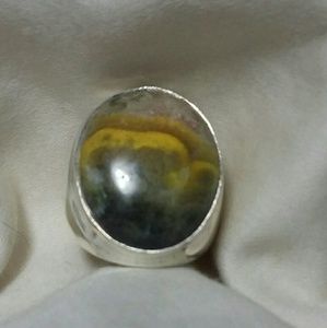 Bumblebee Jasper Sterling Silver Ring, Size 8